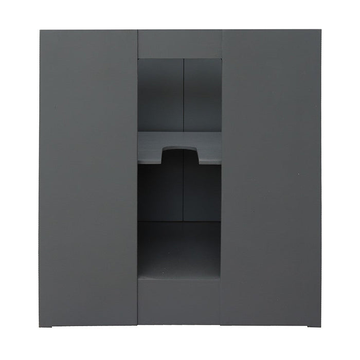Bellaterra Home Plantation 31" 2-Door Gray Ash Freestanding Vanity Set With Ceramic Vessel Sink and Black Galaxy Top