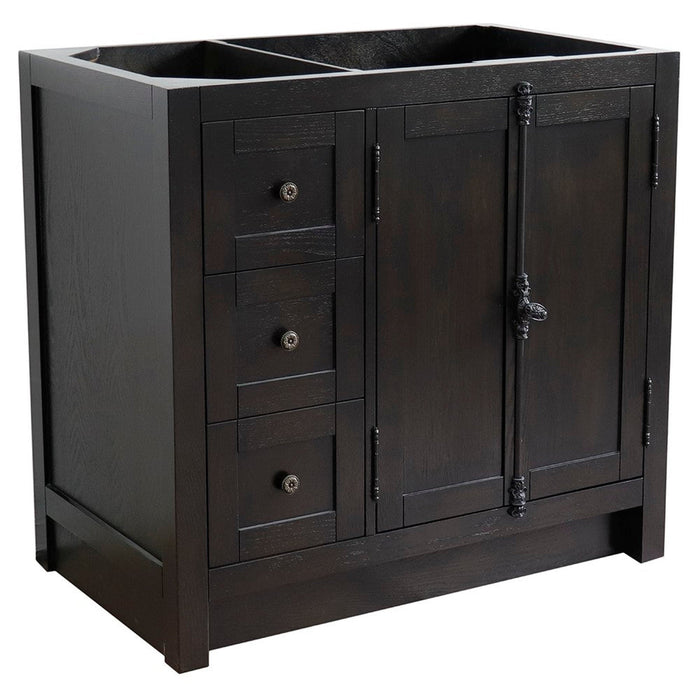 Bellaterra Home Plantation 36" 2-Door 3-Drawer Brown Ash Freestanding Vanity Base With Right Offset