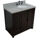 Bellaterra Home Plantation 37" 2-Door 3-Drawer Brown Ash Freestanding Vanity Set With Ceramic Right Offset Undermount Oval Sink and Gray Granite Top