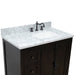 Bellaterra Home Plantation 37" 2-Door 3-Drawer Brown Ash Freestanding Vanity Set With Ceramic Right Offset Undermount Rectangular Sink and White Carrara Marble Top