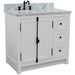 Bellaterra Home Plantation 37" 2-Door 3-Drawer Glacier Ash Freestanding Vanity Set With Ceramic Left Offset Undermount Oval Sink and White Carrara Marble Top