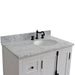 Bellaterra Home Plantation 37" 2-Door 3-Drawer Glacier Ash Freestanding Vanity Set With Ceramic Right Offset Undermount Oval Sink and White Carrara Marble Top