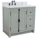 Bellaterra Home Plantation 37" 2-Door 3-Drawer Gray Ash Freestanding Vanity Set With Ceramic Left Offset Undermount Oval Sink and White Carrara Marble Top