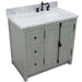 Bellaterra Home Plantation 37" 2-Door 3-Drawer Gray Ash Freestanding Vanity Set With Ceramic Right Offset Undermount Oval Sink and White Carrara Marble Top