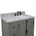 Bellaterra Home Plantation 37" 2-Door 3-Drawer Gray Ash Freestanding Vanity Set With Ceramic Right Offset Undermount Rectangular Sink and White Carrara Marble Top