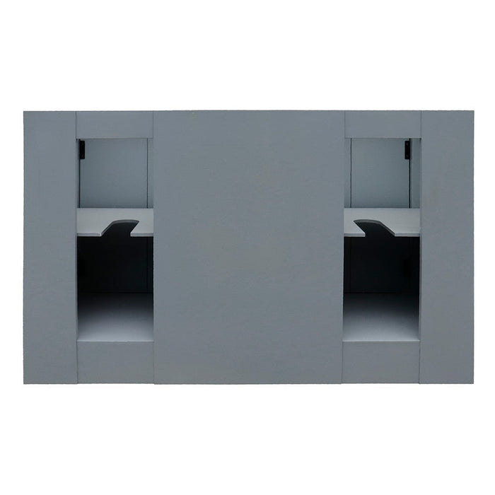 Bellaterra Home Plantation 55" 4-Door 3-Drawer Gray Ash Freestanding Vanity Set With Ceramic Undermount Rectangular Sink and Black Galaxy Granite Top