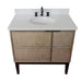 Bellaterra Home Scandi 37" 1-Door 2-Drawer Linen Brown Freestanding Vanity Set With Ceramic Undermount Oval Sink and White Quartz Top