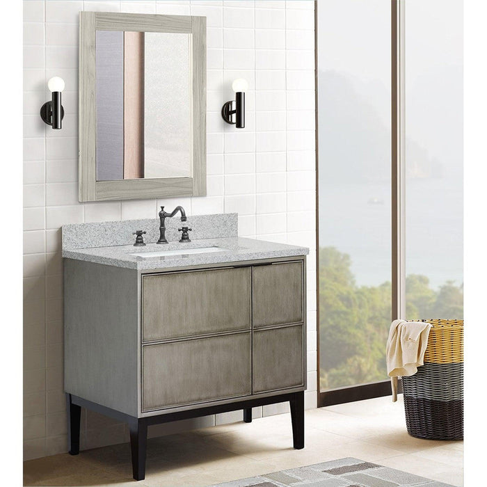 Bellaterra Home Scandi 37" 1-Door 2-Drawer Linen Brown Freestanding Vanity Set With Ceramic Undermount Rectangular Sink and Gray Granite Top
