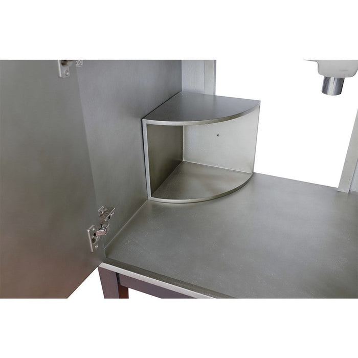 Bellaterra Home Scandi 37" 1-Door 2-Drawer Linen Brown Freestanding Vanity Set With Ceramic Vessel Sink and Gray Granite Top