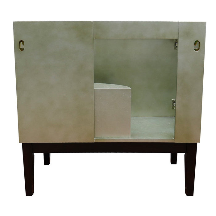 Bellaterra Home Scandi 37" 1-Door 2-Drawer Linen Brown Freestanding Vanity Set With Ceramic Vessel Sink and White Carrara Marble Top