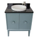 Bellaterra Home Stora 31" 2-Door 1-Drawer Aqua Blue Freestanding Vanity Set With Ceramic Vessel Sink and Black Galaxy Top