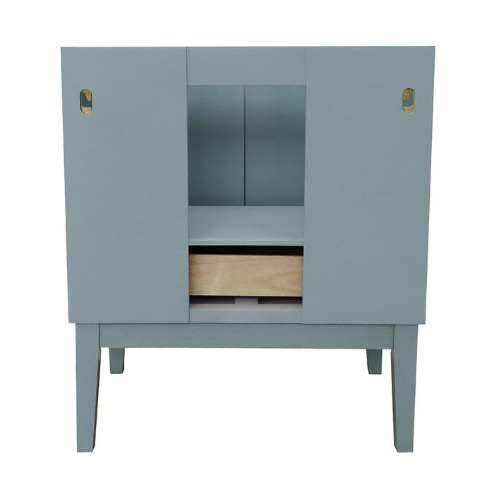 Bellaterra Home Stora 31" 2-Door 1-Drawer Aqua Blue Freestanding Vanity Set With Ceramic Vessel Sink and Gray Granite Top