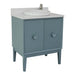 Bellaterra Home Stora 31" 2-Door 1-Drawer Aqua Blue Freestanding Vanity Set With Ceramic Vessel Sink and White Quartz Top