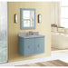 Bellaterra Home Stora 31" 2-Door 1-Drawer Aqua Blue Wall-Mount Vanity Set With Ceramic Undermount Oval Sink and Gray Granite Top