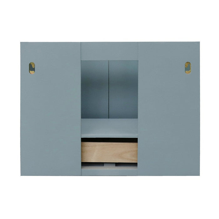 Bellaterra Home Stora 31" 2-Door 1-Drawer Aqua Blue Wall-Mount Vanity Set With Ceramic Undermount Rectangular Sink and Black Galaxy Top