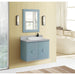 Bellaterra Home Stora 31" 2-Door 1-Drawer Aqua Blue Wall-Mount Vanity Set With Ceramic Vessel Sink and Gray Granite Top