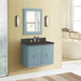 Bellaterra Home Stora 31" 2-Door 1-Drawer Aqua Blue Wall-Mount Vanity Set With Concrete Integrated Rectangular Ramp Sink and Black Concrete Top