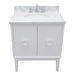 Bellaterra Home Stora 31" 2-Door 1-Drawer White Freestanding Vanity Set With Ceramic Undermount Oval Sink and White Carrara Marble Top