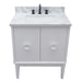 Bellaterra Home Stora 31" 2-Door 1-Drawer White Freestanding Vanity Set With Ceramic Undermount Rectangular Sink and White Carrara Marble Top