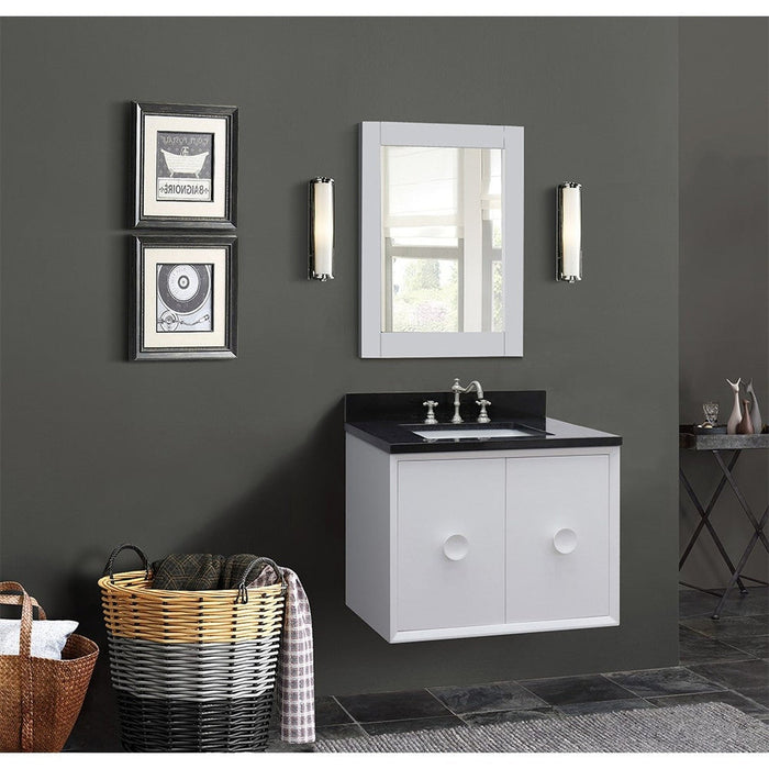 Bellaterra Home Stora 31" 2-Door 1-Drawer White Wall-Mount Vanity Set With Ceramic Undermount Rectangular Sink and Black Galaxy Top