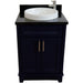 Bellaterra Home Terni 25" 2-Door 1-Drawer Blue Freestanding Vanity Set With Ceramic Vessel Sink and Black Galaxy Granite Top