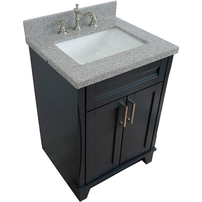 Bellaterra Home Terni 25" 2-Door 1-Drawer Dark Gray Freestanding Vanity Set With Ceramic Undermount Rectangular Sink and Gray Granite Top