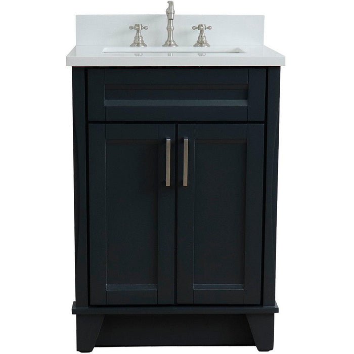 Bellaterra Home Terni 25" 2-Door 1-Drawer Dark Gray Freestanding Vanity Set With Ceramic Undermount Rectangular Sink and White Quartz Top