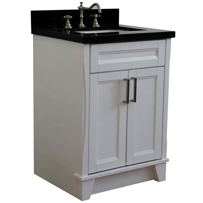 Bellaterra Home Terni 25" 2-Door 1-Drawer White Freestanding Vanity Set With Ceramic Undermount Rectangular Sink and Black Galaxy Granite Top