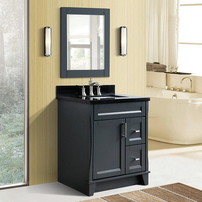 Bellaterra Home Terni 31" 1-Door 2-Drawer Dark Gray Freestanding Vanity Set With Ceramic Undermount Rectangular Sink and Black Galaxy Granite Top