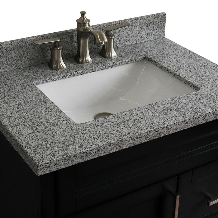 Bellaterra Home Terni 31" 1-Door 2-Drawer Dark Gray Freestanding Vanity Set With Ceramic Undermount Rectangular Sink and Gray Granite Top