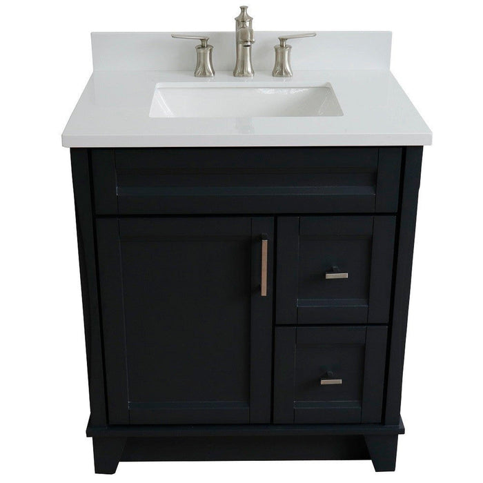 Bellaterra Home Terni 31" 1-Door 2-Drawer Dark Gray Freestanding Vanity Set With Ceramic Undermount Rectangular Sink and White Quartz Top