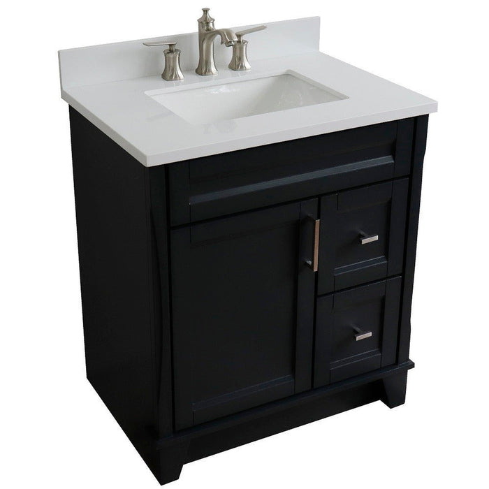 Bellaterra Home Terni 31" 1-Door 2-Drawer Dark Gray Freestanding Vanity Set With Ceramic Undermount Rectangular Sink and White Quartz Top