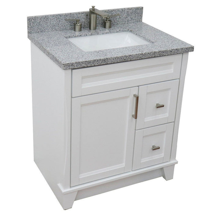 Bellaterra Home Terni 31" 1-Door 2-Drawer White Freestanding Vanity Set With Ceramic Undermount Rectangular Sink and Gray Granite Top