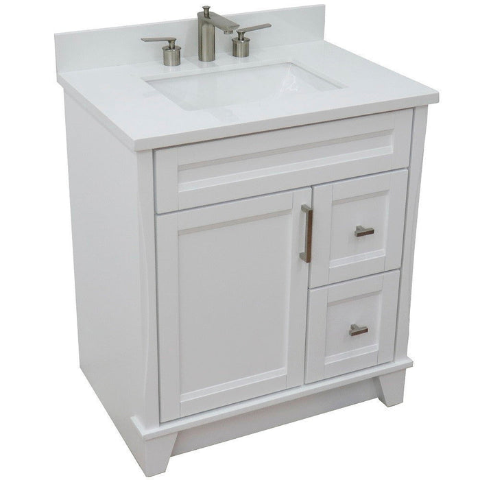 Bellaterra Home Terni 31" 1-Door 2-Drawer White Freestanding Vanity Set With Ceramic Undermount Rectangular Sink and White Quartz Top