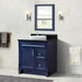 Bellaterra Home Terni 37" 1-Door 2-Drawer Blue Freestanding Vanity Set With Ceramic Center Vessel Sink and Black Galaxy Granite Top, and Left Door Base