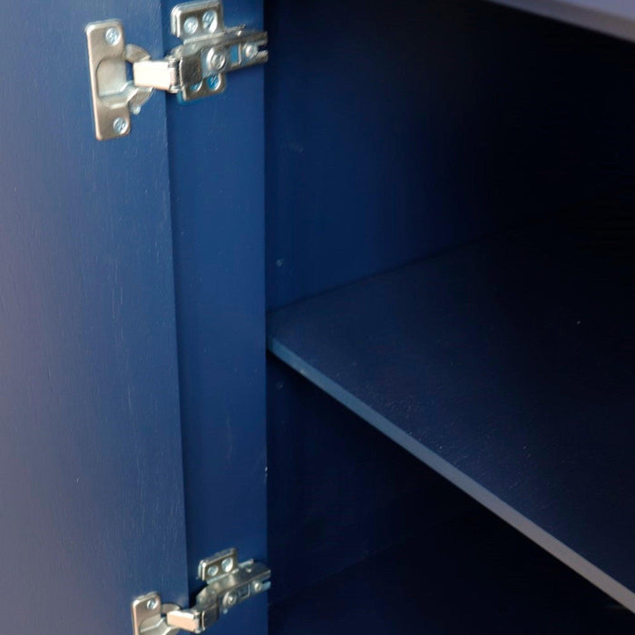 Bellaterra Home Terni 37" 1-Door 2-Drawer Blue Freestanding Vanity Set With Ceramic Left Offset Undermount Oval Sink and Black Galaxy Granite Top, and Left Door Base