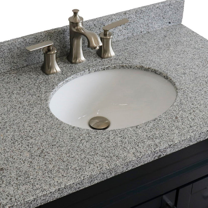 Bellaterra Home Terni 37" 1-Door 2-Drawer Dark Gray Freestanding Vanity Set With Ceramic Center Undermount Oval Sink and Gray Granite Top, and Left Door Base
