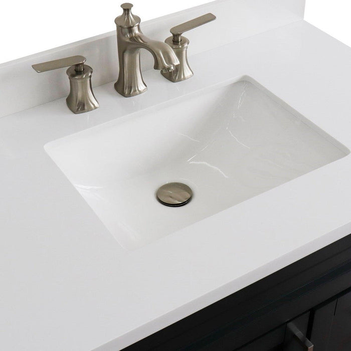 Bellaterra Home Terni 37" 1-Door 2-Drawer Dark Gray Freestanding Vanity Set With Ceramic Center Undermount Rectangular Sink and White Quartz Top, and Left Door Base