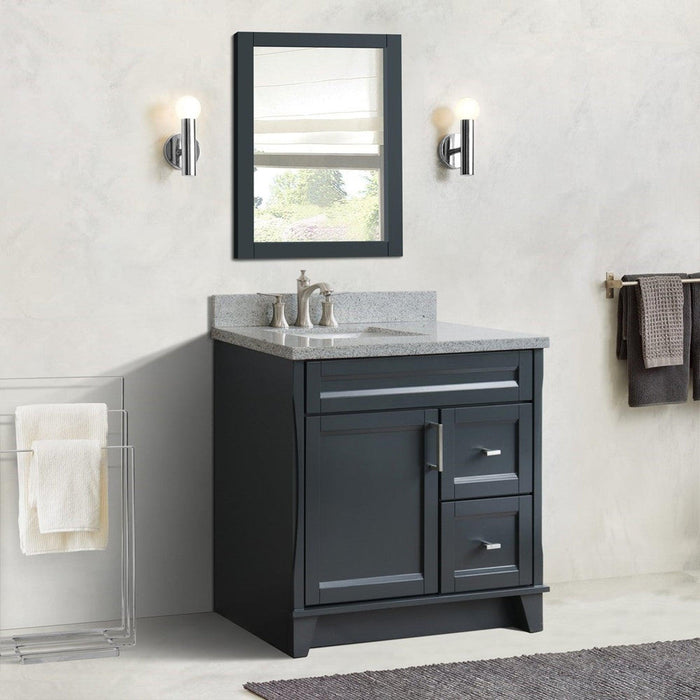 Bellaterra Home Terni 37" 1-Door 2-Drawer Dark Gray Freestanding Vanity Set With Ceramic Left Offset Undermount Rectangular Sink and Gray Granite Top, and Left Door Base