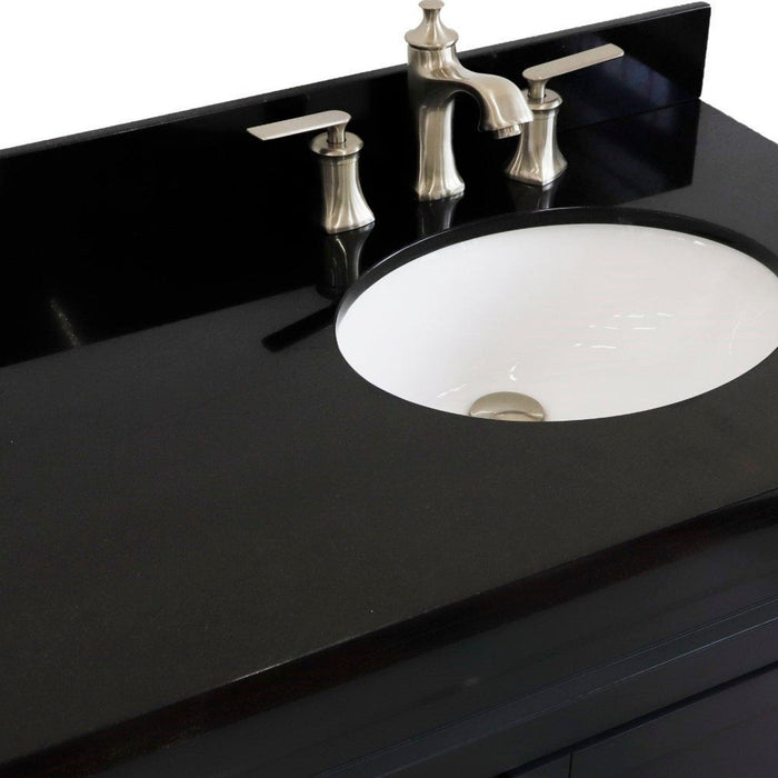 Bellaterra Home Terni 37" 1-Door 2-Drawer Dark Gray Freestanding Vanity Set With Ceramic Right Offset Undermount Oval Sink and Black Galaxy Granite Top, and Right Door Base