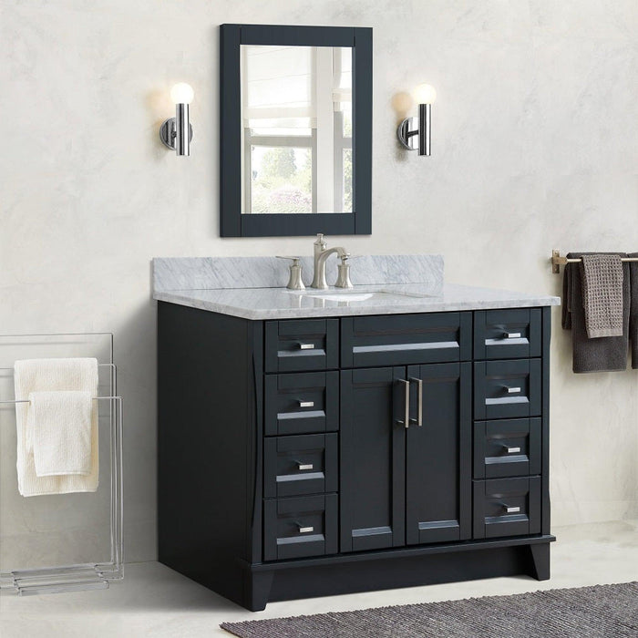 Bellaterra Home Terni 49" 2-Door 6-Drawer Dark Gray Freestanding Vanity Set With Ceramic Undermount Rectangular Sink and White Carrara Marble Top