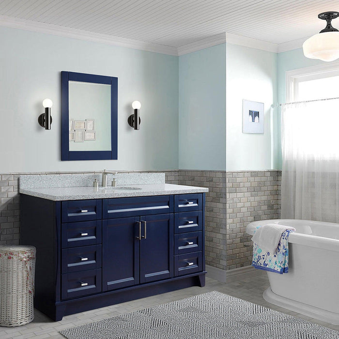 Bellaterra Home Terni 61" 2-Door 6-Drawer Blue Freestanding Vanity Set With Ceramic Undermount Oval Sink And Gray Granite Top