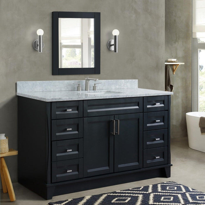 Bellaterra Home Terni 61" 2-Door 6-Drawer Dark Gray Freestanding Vanity Set With Ceramic Undermount Rectangular Sink And White Carrara Marble Top