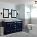 Bellaterra Home Terni 61" 4-Door 3-Drawer Blue Freestanding Vanity Set With Ceramic Double Vessel Sink And White Carrara Marble Top