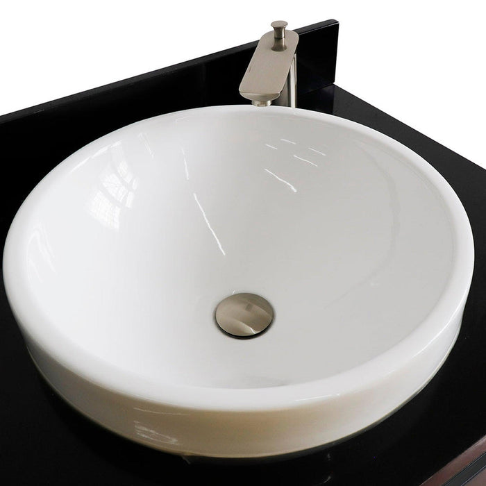Bellaterra Home Terni 61" 4-Door 3-Drawer Dark Gray Freestanding Vanity Set With Ceramic Double Vessel Sink And Black Galaxy Granite Top