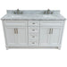 Bellaterra Home Terni 61" 4-Door 3-Drawer White Freestanding Vanity Set With Ceramic Double Undermount Oval Sink And White Carrara Marble Top