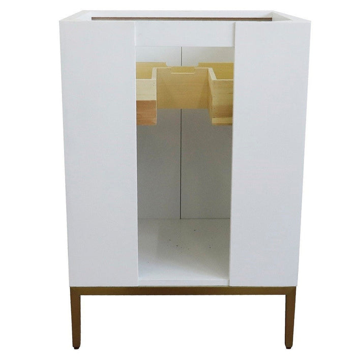 Bellaterra Home Tivoli 25" 2-Door 1-Drawer White Freestanding Vanity Set With Ceramic Vessel Sink and Gray Granite Top