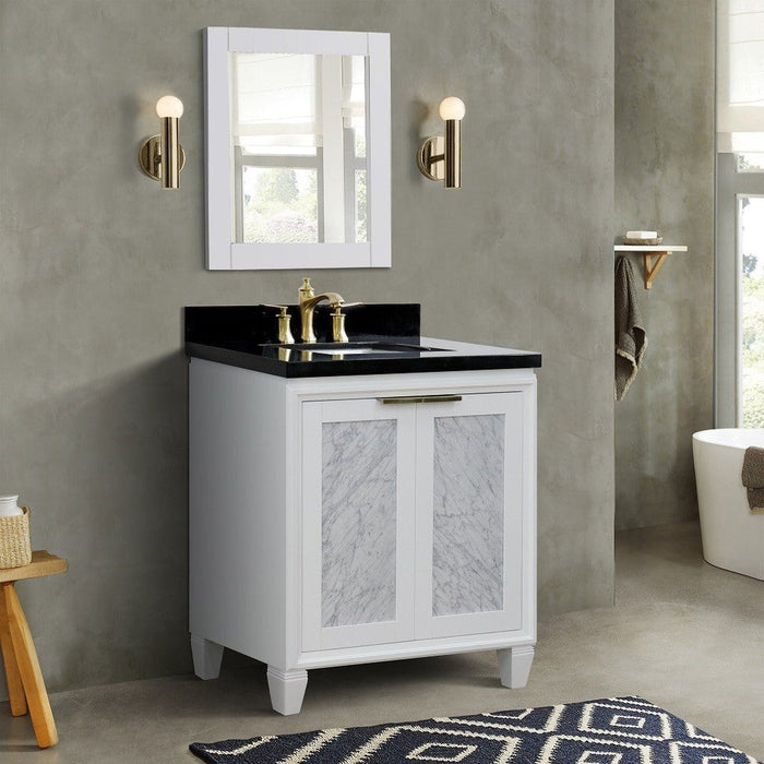 Bellaterra Home Trento 31" 2-Door 1-Drawer White Freestanding Vanity Set With Ceramic Undermount Rectangular Sink and Black Galaxy Granite Top