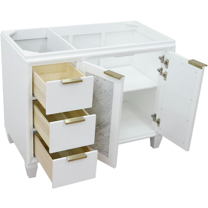 Bellaterra Home Trento 42" 2-Door 3-Drawer White Freestanding Vanity Base With Right Door