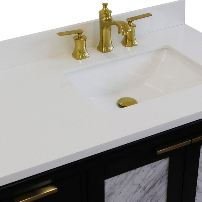 Bellaterra Home Trento 43" 2-Door 3-Drawer Dark Gray Freestanding Vanity Set With Ceramic Right Undermount Rectangular Sink and White Quartz Top, and Right Door Cabinet